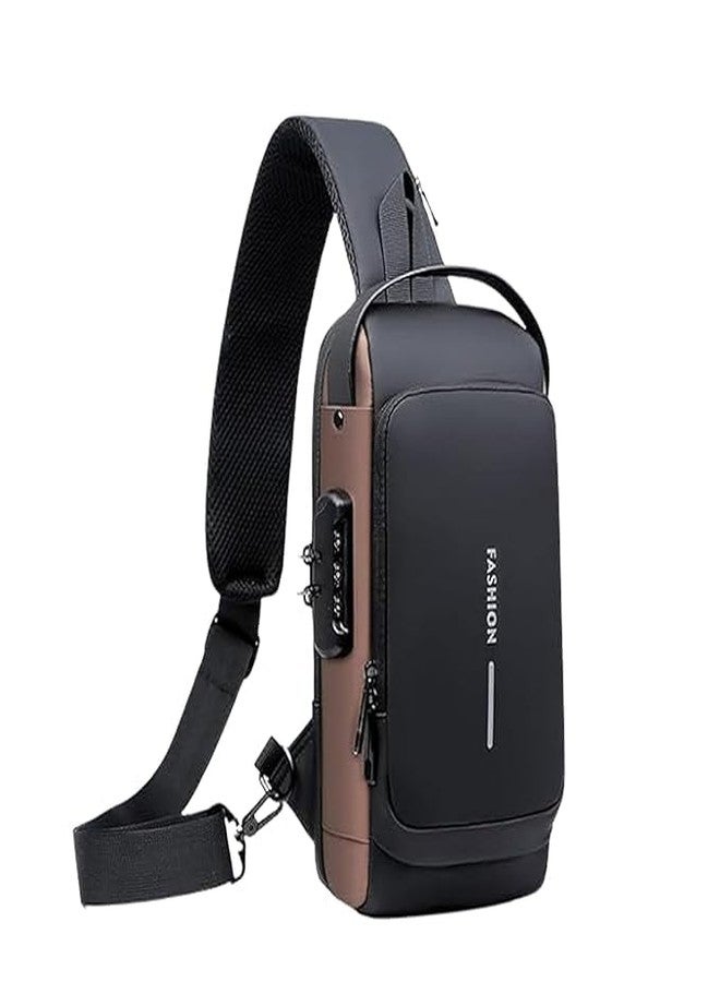 HELIMIX Anti Theft Sling Bag for Men Waterproof Crossbody Chest Bag with USB Charging Port & Lock Lightweight Shoulder Backpack for Travel, Office, Biking & Daily Commute - Image 1